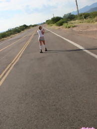 Cute Blonde Abbie in Roller Skates